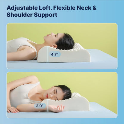 Vinabedding 100% Natural Latex Ergonomic Contour Pillow in Premium Gift Box Cervical & Shoulder Support for Side & Back Sleepers Cooling Breathable Design (Zenova Line)