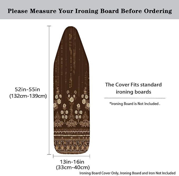 Grey Flower Print Ironing Board Cover and Pad Full Size Iron Board Cover Home