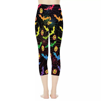 AFPANQZ Women's Yoga Legging Summer Soft Athletic Yoga Pants Halloween Pumpkin Bat Leggings Tight Sportpant Seamless Compression Leggings High Waist Leggings Halloween Party Costumes