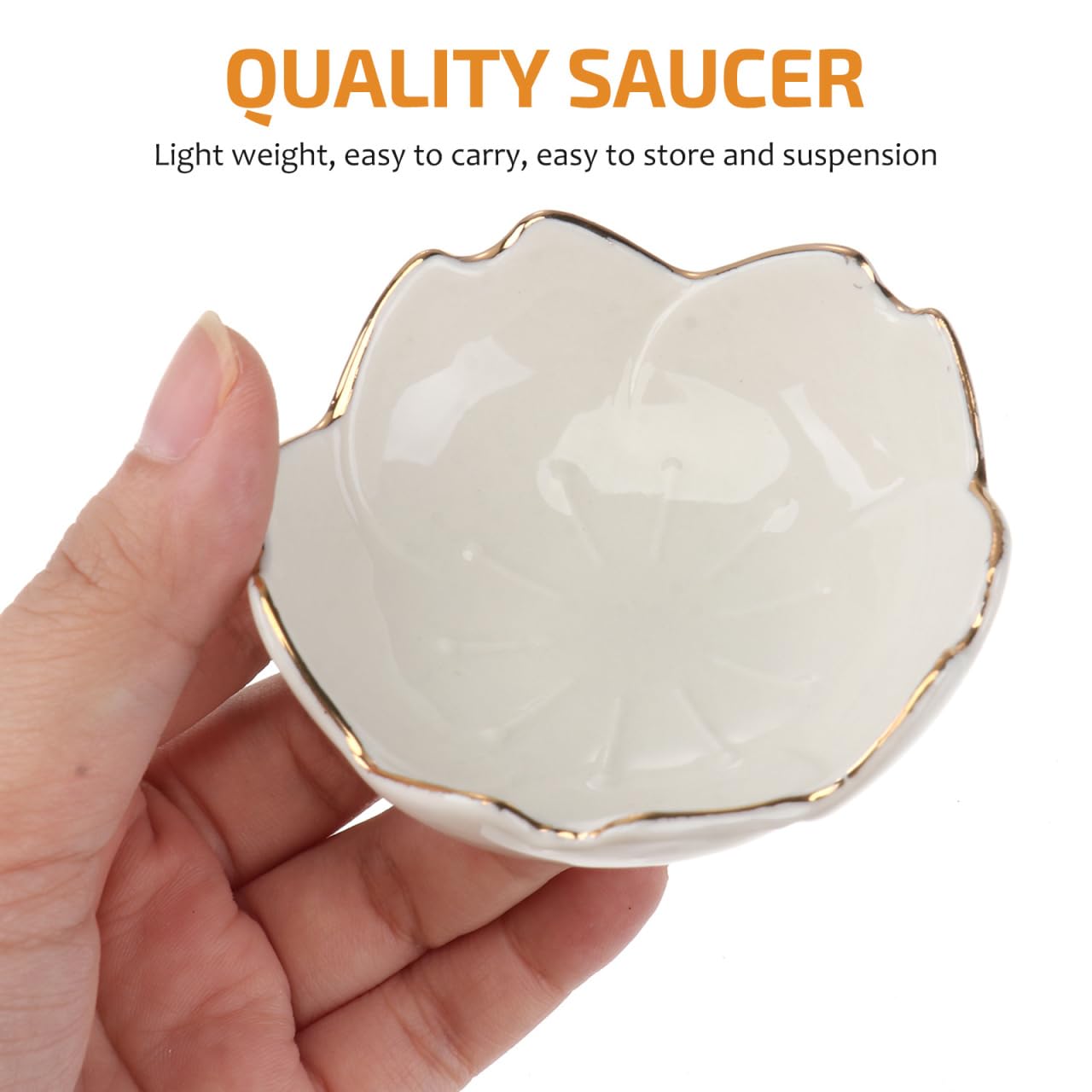 Housoutil Ceramic Cherry Blossom Soy Sauce Dish, 2PCS Dipping Bowls, Soy Sauce Bowls with Gold Trim, 2.75 Inch Dipping Serving Dishes for Appetizer Bbq Dessert Snack Serving （White）