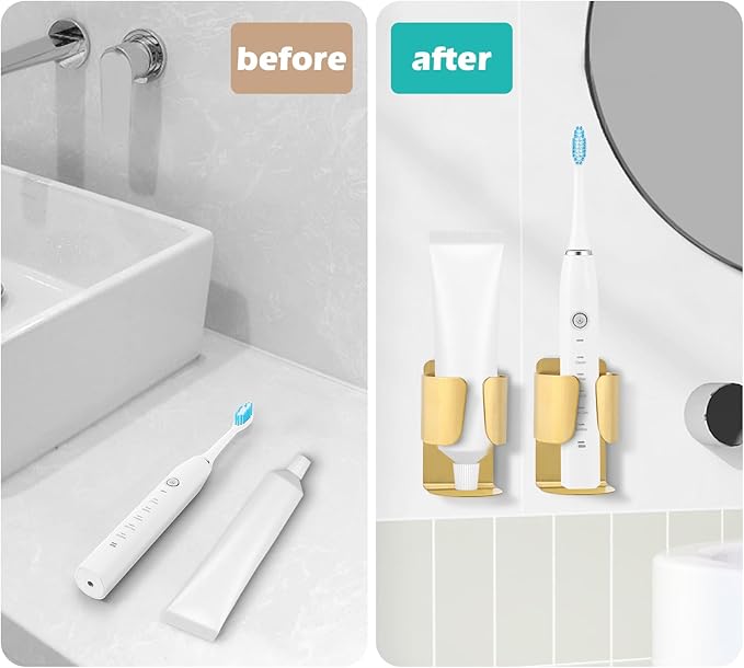 Electric Toothbrush Holder, 304 Stainless Steel Wall Mounted Self Adhesive