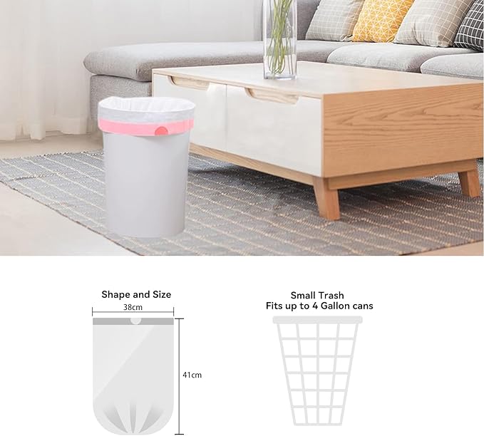 1.2 Gallon Small Trash Bags Drawstring, Mini Garbage Bags, 1.14Mil Thickness