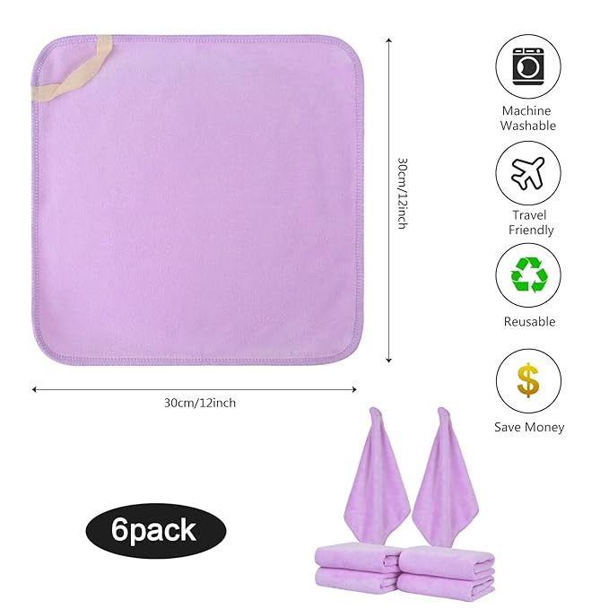 SINLAND Microfiber Facial Cloths Fast Drying Washcloth 12inch x 12inch Light