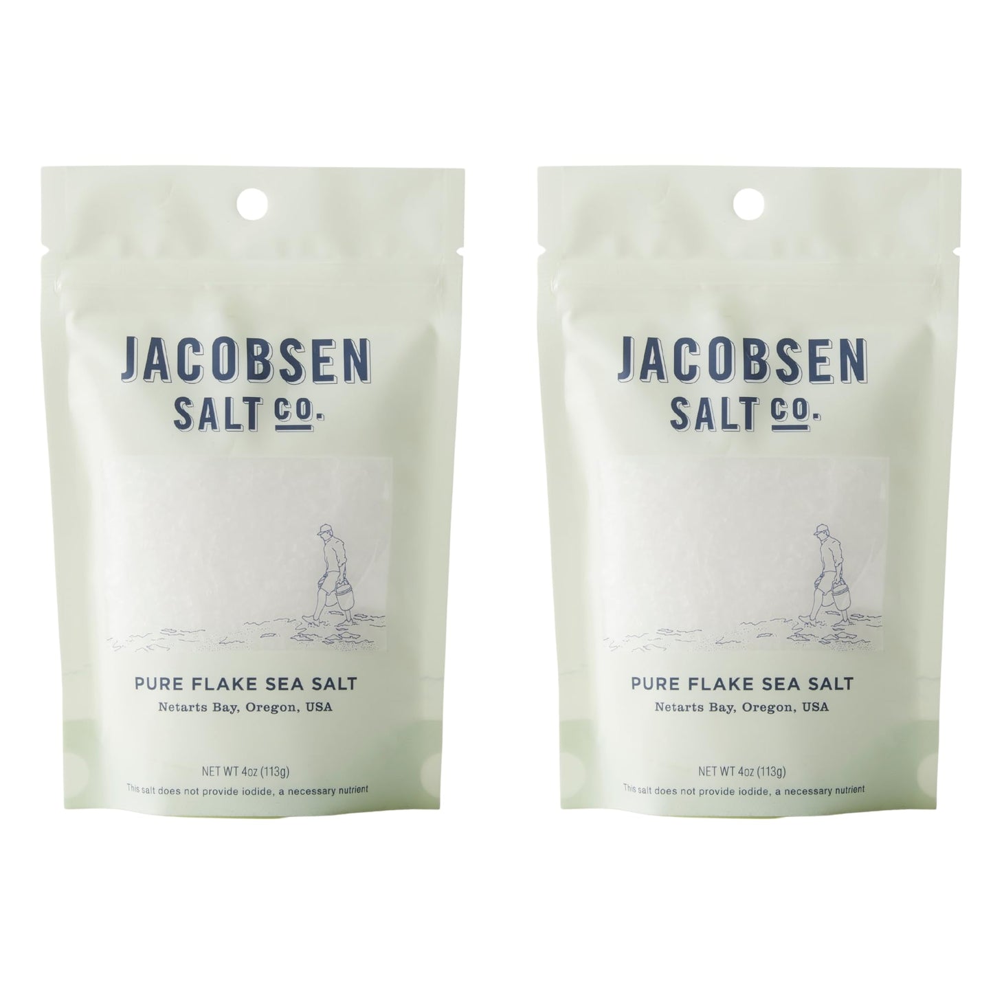 Jacobsen Salt Co. Pure Flake Sea Salt – Kosher Salt, Coarse, Non-Iodized Made in USA, Non-GMO, Steak Seasoning, Gourmet, Real Salt Flakes – 4oz (2-Pack)