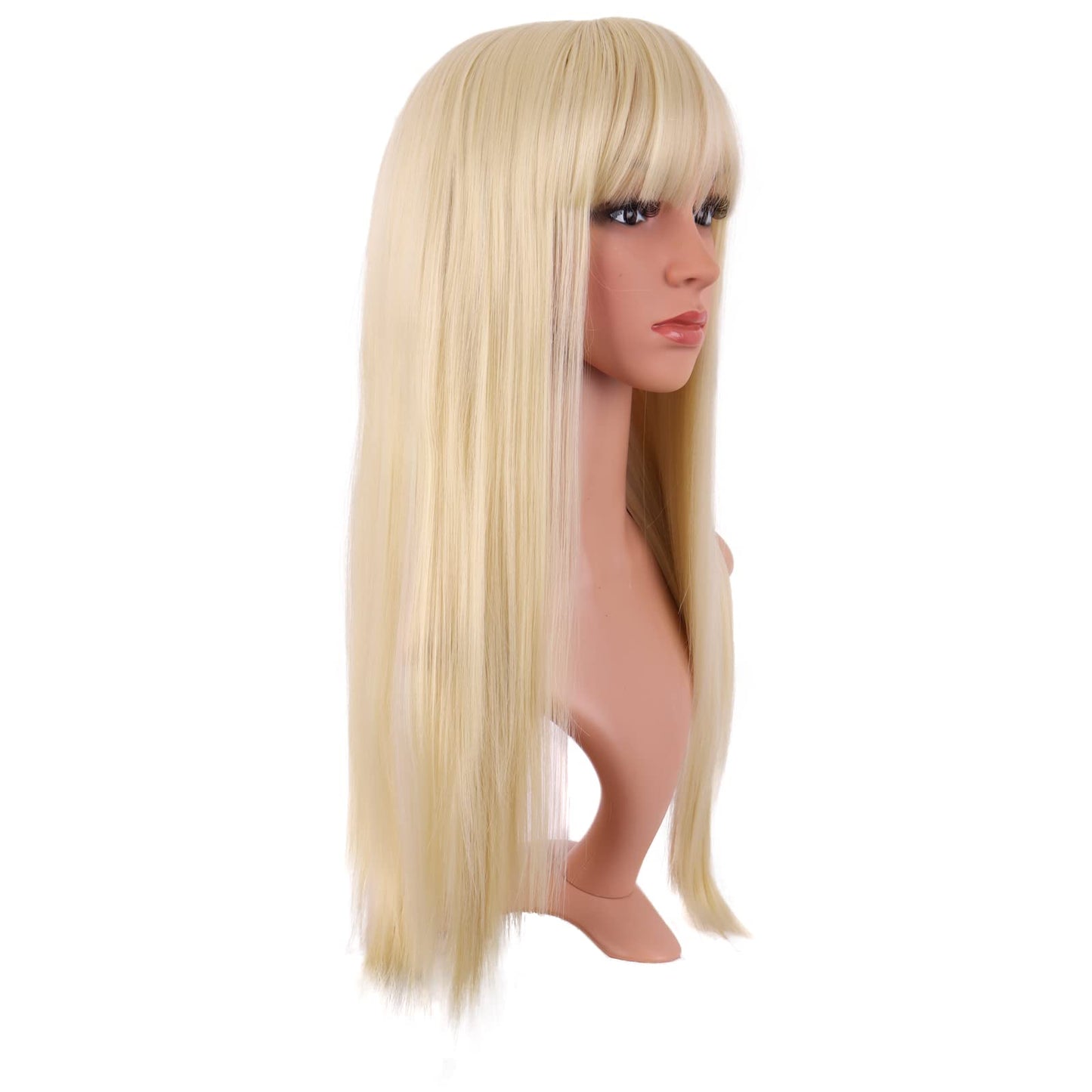 MapofBeauty 24 Inch/60 cm Long Straight Synthetic Hair Heat Resistant Party Cosplay Wig (Mixed Blonde)