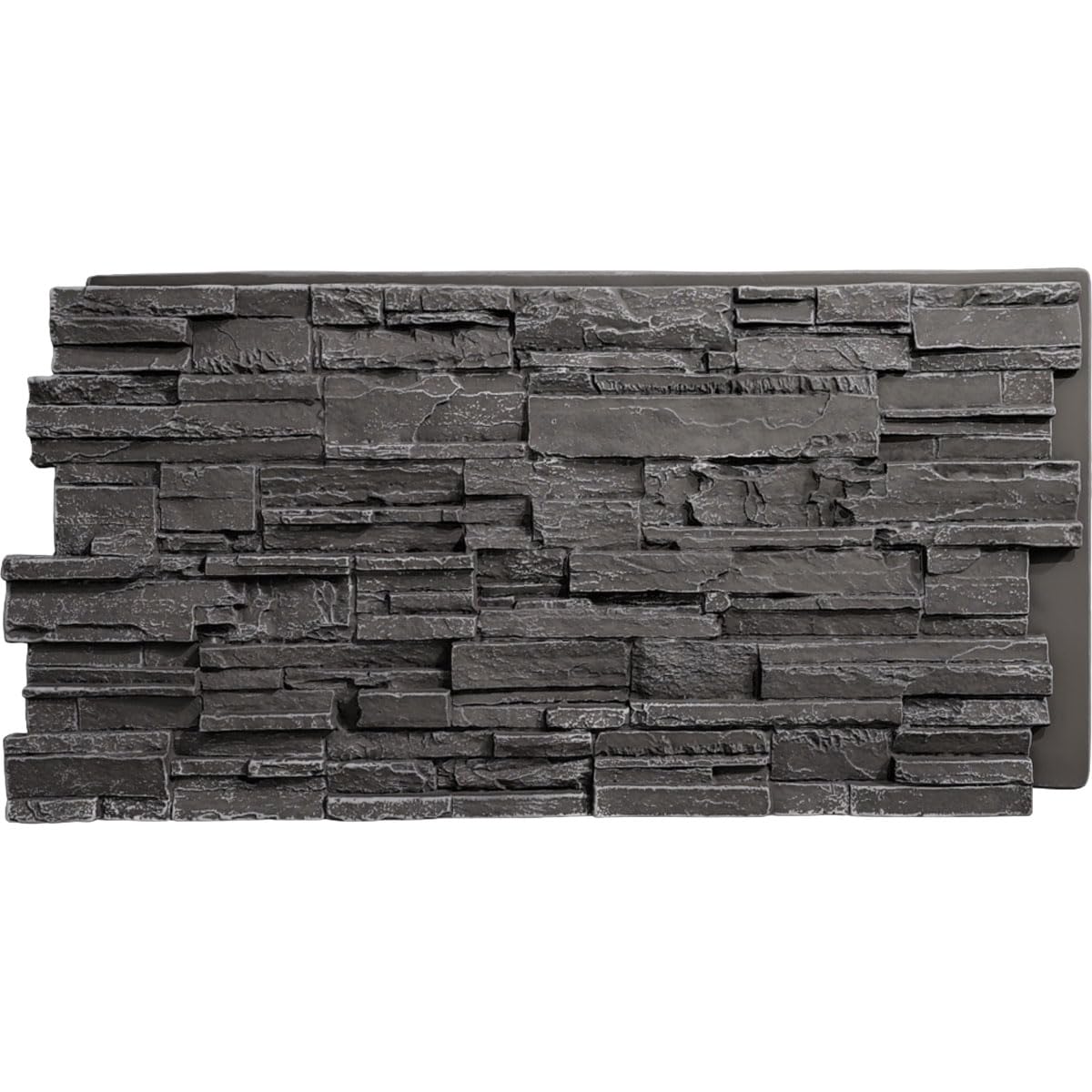 EverStone Cascade Faux Stone Panel, 48 5/8"W x 24 3/4"H x 1 1/4"D, Graphite Color