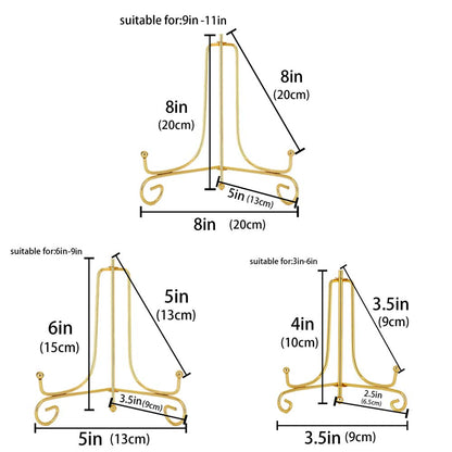 LIONWEI LIONWELI 6 Pack Iron Display Stand,Gold Iron Easel Plate Holder Stand for Displaying Pictures, Plates, Books and Arts (4, 6, 8 inch)