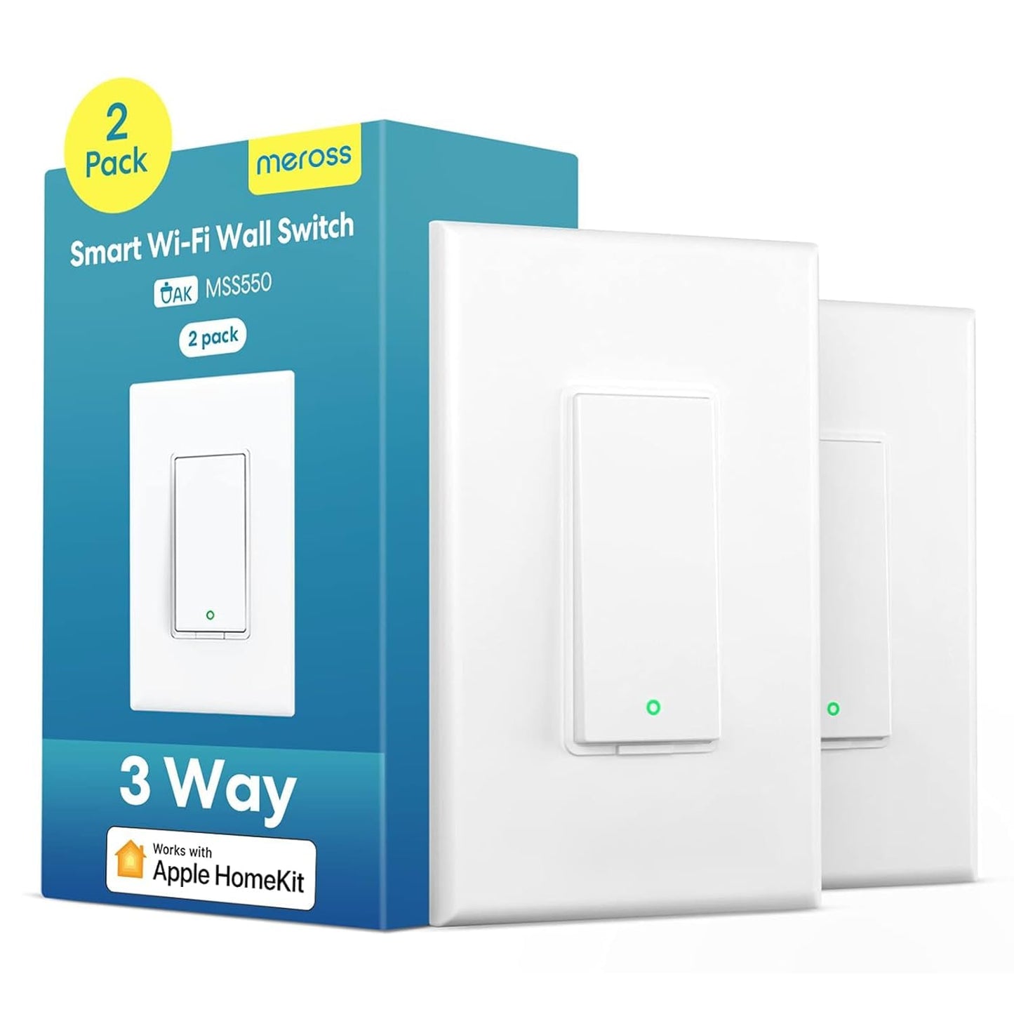 meross 4 Pack 3 Way Smart Switch Smart Light Switch Supports Apple HomeKit, Siri, Alexa, Google Assistant & SmartThings, Wall Switch Neutral Wire Required, Remote Control Timer