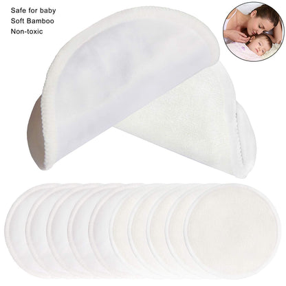 Pinowu Reusable Cotton Nursing Pads (10pcs)-Washable Breastfeeding Pads Highly Absorbent with Laundry Bag (Diameter: 12 cm)