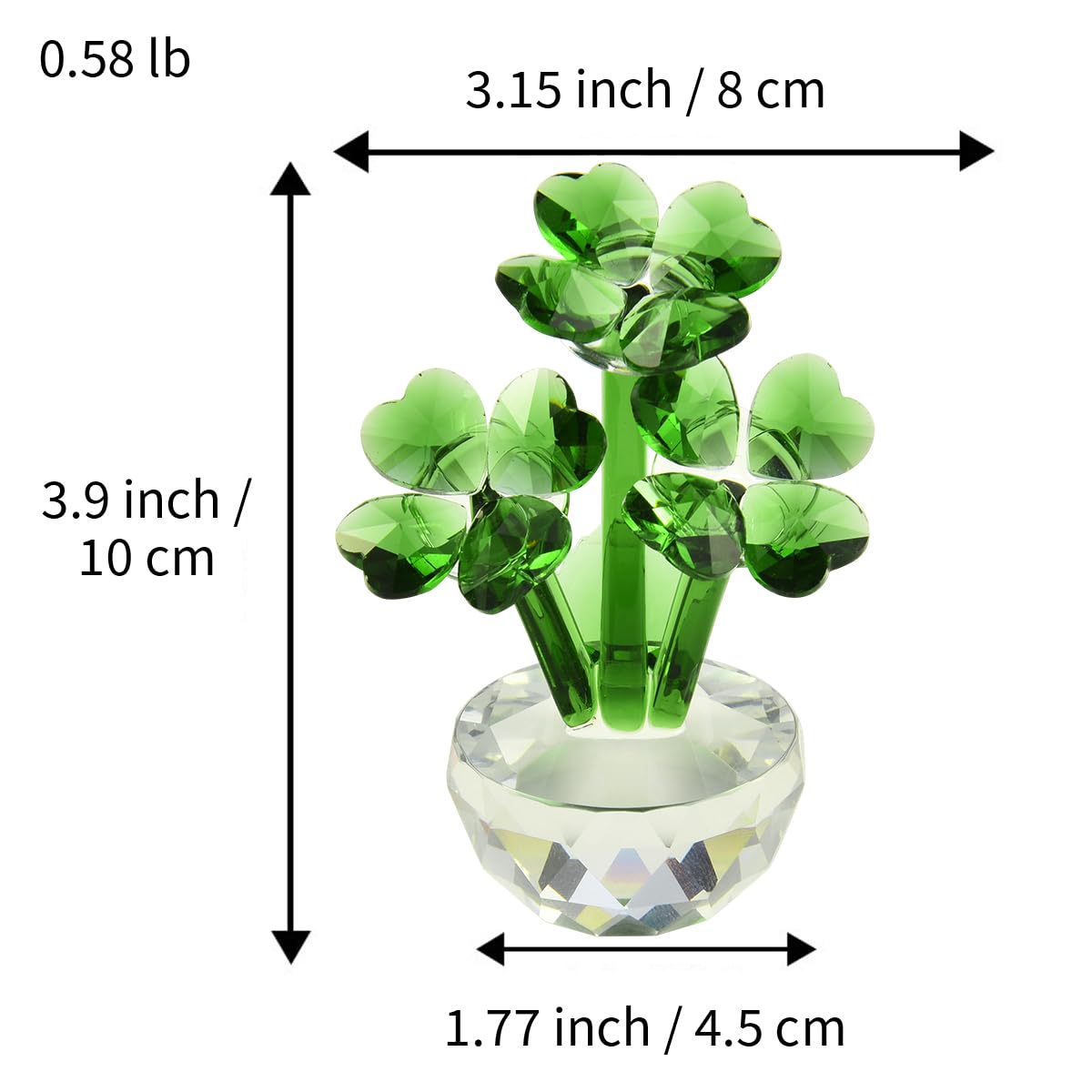 Crystal Clover Figurine Lucky Clover Crystal Home Car Office Decoration