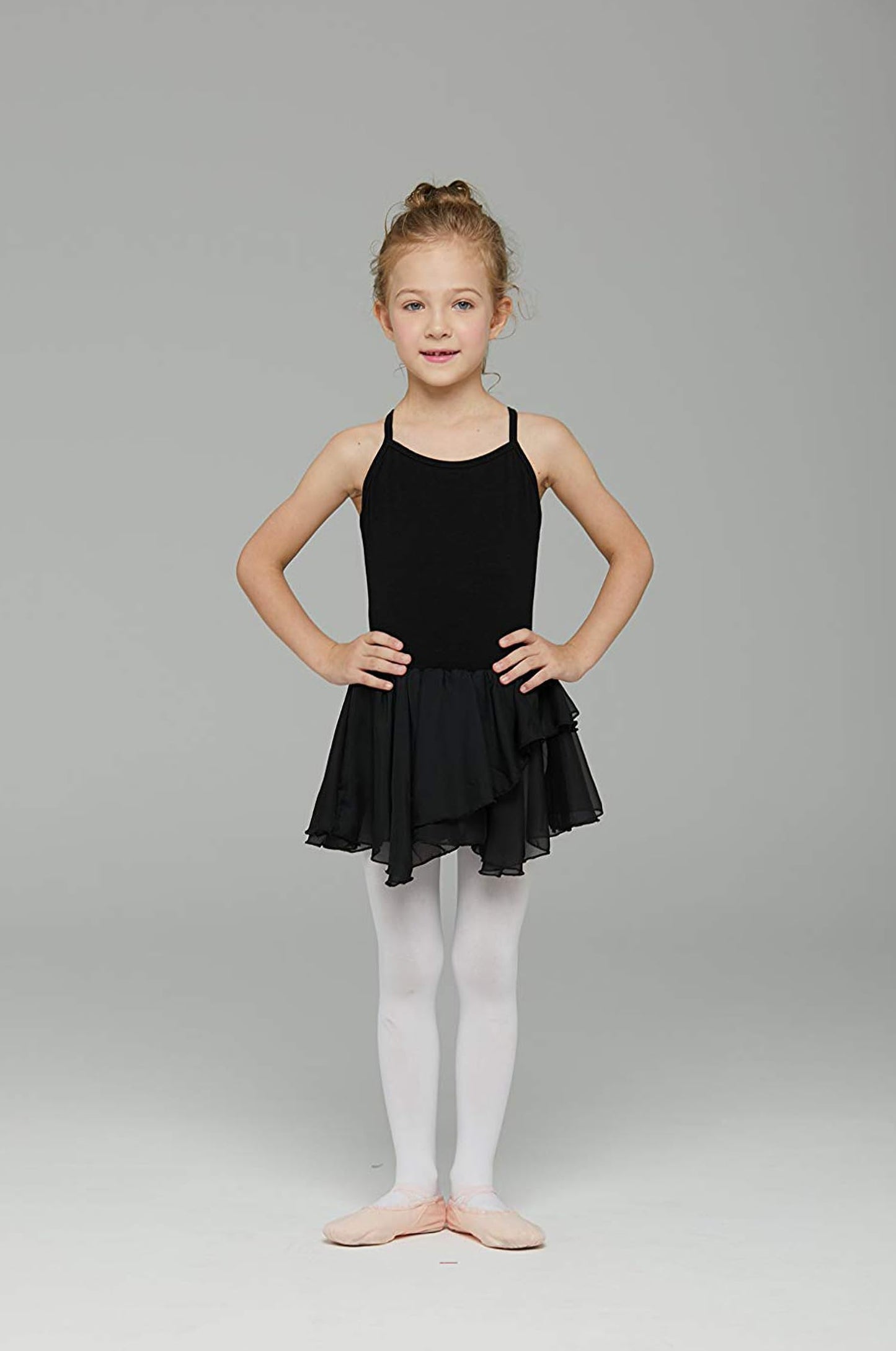 MdnMd Leotard for Girls Kids Dance Ballet Outfit Costume Gymnastic Ballerina Dress Tutu Christmas (Black, Age 6-8)