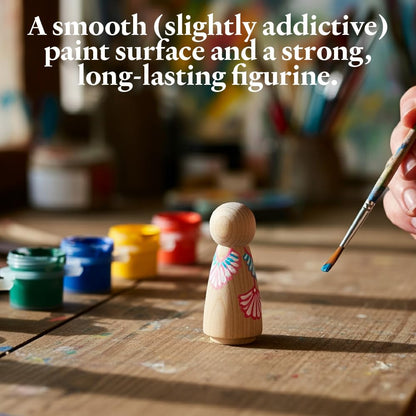 Wood Peg Dolls, 2-3/4 Inch Gnome Shape Wooden Peg People, Pack of 25 Wood Dolls for Play, Strong Birch Wooden People Figures for Crafts