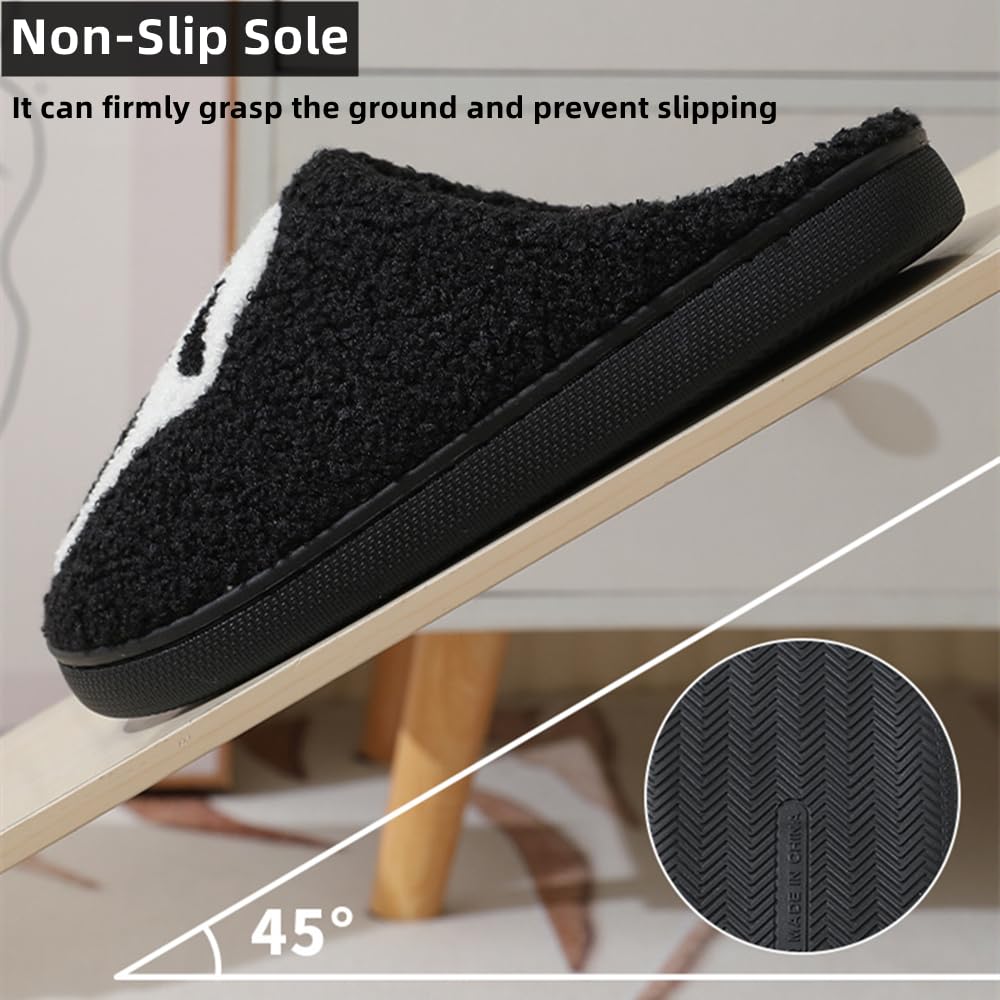 V OPXIN Halloween Slippers for Women Men Pumpkin Spooky Ghost Slippers Cozy Plush Warm Slip-on House Slippers Shoes for Indoor Outdoor Halloween Gifts