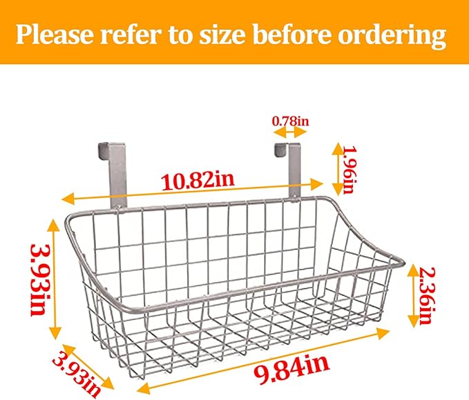 LeleCAT Basket with hook Grid Storage Basket, Hang it behind a door or on a
