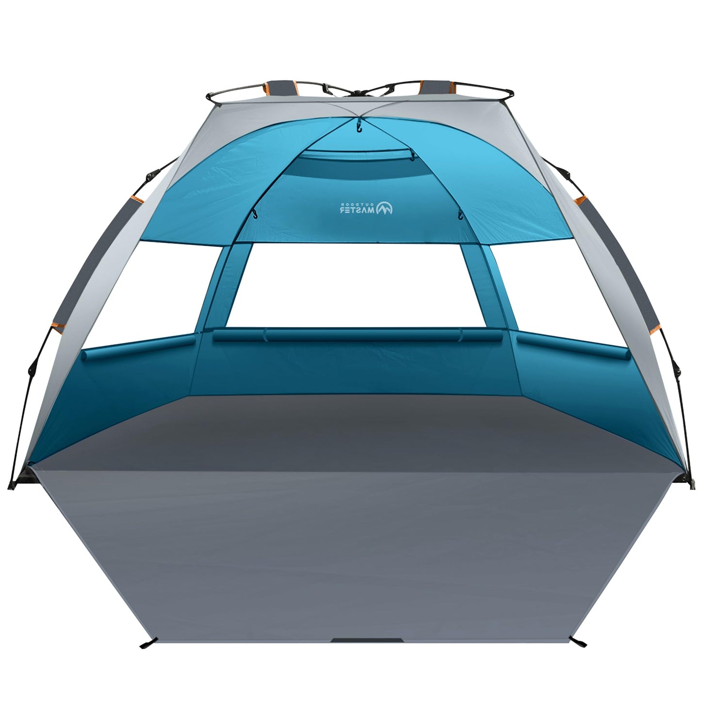 OutdoorMaster Pop Up Beach Tent for 4 Person - Easy Setup and Portable Beach Shade Sun Shelter Canopy with UPF 50+ UV Protection Removable Skylight Family Size - Ocracoke Coast