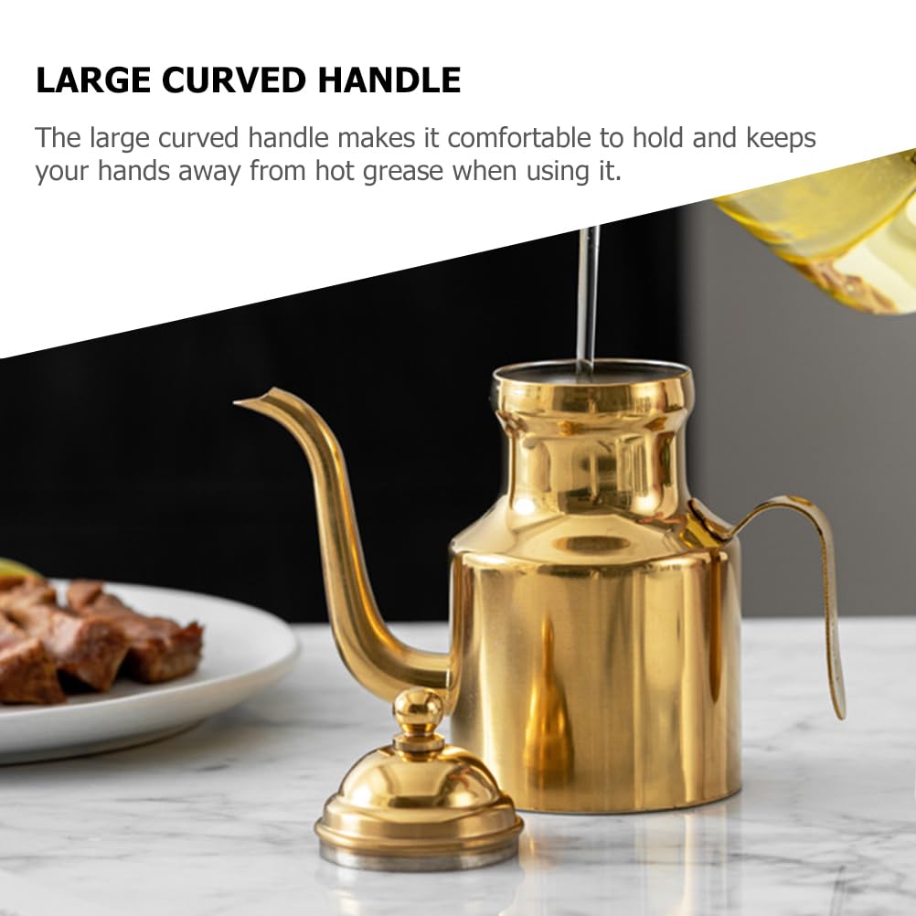 CARMELIT Stainless Steel Oil Bottle, 18oz Olive Oil Dispenser with Drip Free Spout, Kitchen Sauce Container (500 ml)