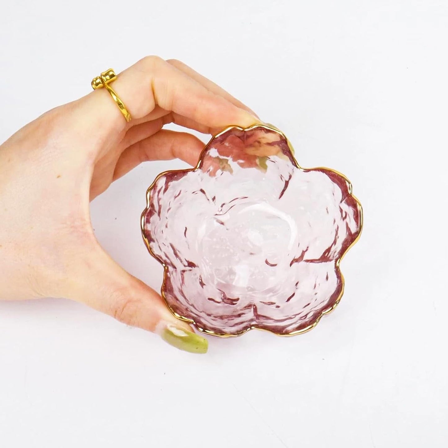 Incense Holder for Sticks, Glass Backflow Incense Burner with 9 Stick Holes, Handmade Cherry Blossom Incense Holder with Ash Catcher for Meditation, Yoga, Home Decor (with Gilt-Edged)