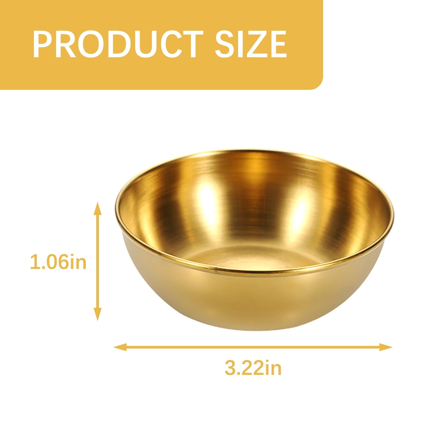 Vyooxcy 5 Pcs Gold Stainless Steel Sauce Dip Bowls，Mini Individual Saucers Bowl Round Seasoning Dishes Sushi Dipping Bowl Appetizer Plates
