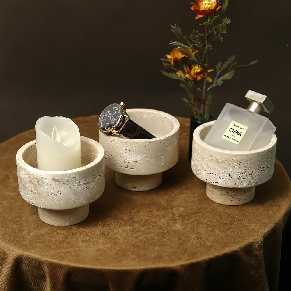 Elegant Italian Travertine Tealight Holders, Luxurious Votive Candle Holders for Home Decor, Natural Stone Pillar Candle Holder for Table Centerpieces, Elegant Wedding Dinner Party Table Decor