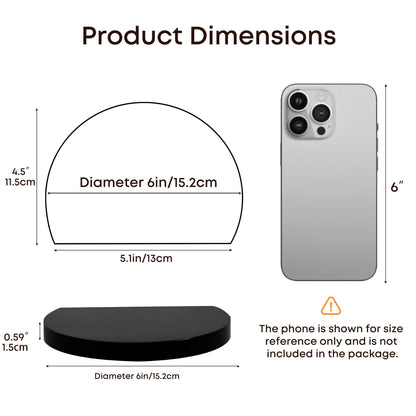 MITREL Small Wood Floating Shelves (2-Pack, 6-inch Diameter) - Round Sturdy Invisible Wall Mount Display for Small Plants,Toys,Bathroom,Living Room Storage & Modern Rustic Décor (Black)