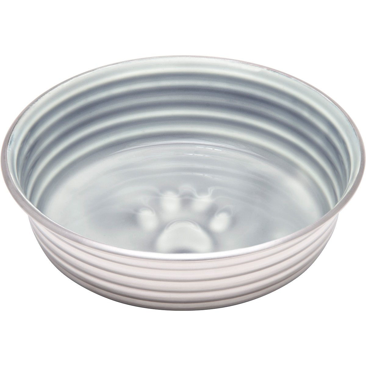 Loving Pets - Le BOL Dog Food Water Bowl Enamel Ceramic Bowl No Tip Stainless Steel Pet Bowl No Skid Spill Proof (Large, Parisian Gray)