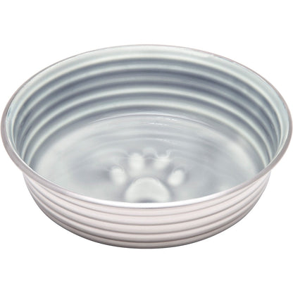 Loving Pets - Le BOL Dog Food Water Bowl Enamel Ceramic Bowl No Tip Stainless Steel Pet Bowl No Skid Spill Proof (Large, Parisian Gray)