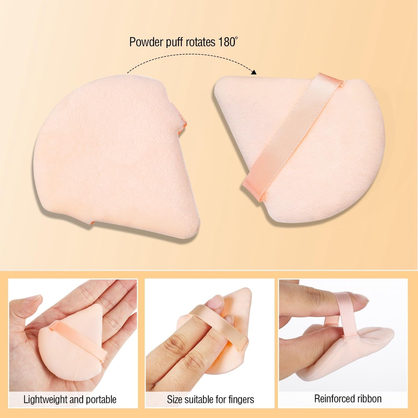 Pimoys 6 Pieces Powder Puff Face Makeup Sponge Soft Velour Triangle Powder Puffs Beauty Sponge Stocking Stuffers for Loose Powder (Black, Pink)