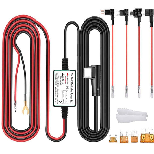Gebildet Dash Cam Hardwire Kit,Type C USB Hard Wire Kit 12V-24V to 5V Hardwire Kit with Low Voltage Protection 13ft/320cm Car Dash Camera Charger Power Cord for Dashcam Supply Radar Detectors