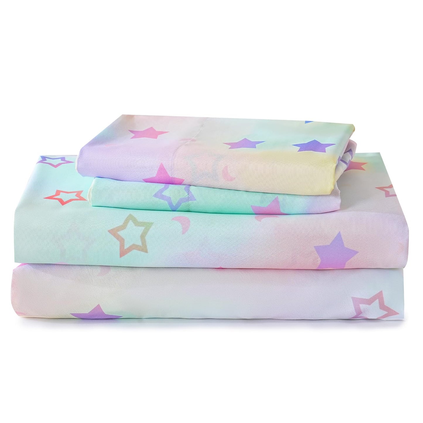 ChicView Full Sheet Set Kids,4 Pieces Breathable Soft Microfiber Bedsheets for Child Boys Girls, Anti Pilling Deep Pockets Easy Care Bed Sheets, Stars