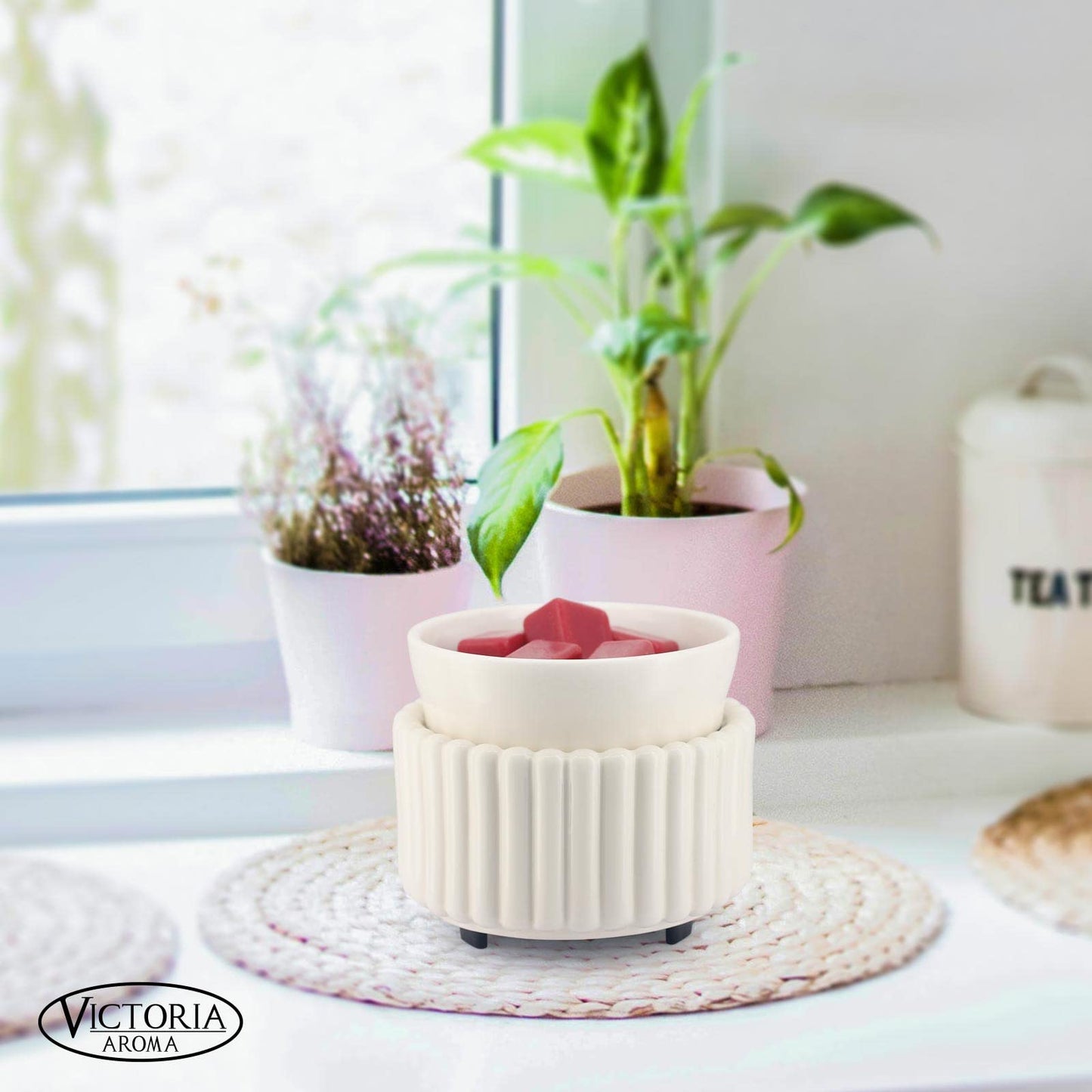 VICTORIA AROMA Ceramic Wax Melt Warmer 3-in-1 Candle Wax Warmer for Scented Wax Melter Electric Fragrance Wax Burner for Home Office Bedroom Gift & Decor…