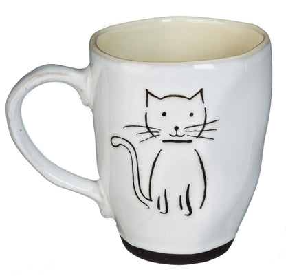 Cypress Home Pet Cat Ceramic Cup Gift Set Includes Mouse Cat Toy for Your Furry Friend Gift for Cat Lovers Kitty Mug - 6 x 4 x 5 Inches