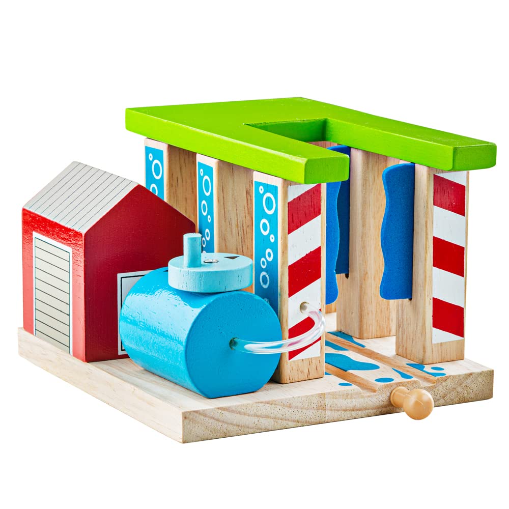 Bigjigs Rail Wood Train Washer | Accessories for Wooden Railway Tracks | Unique Expansion Pack | Gifts for 3+ Year Old Toddlers | Kids Educational Toy Set