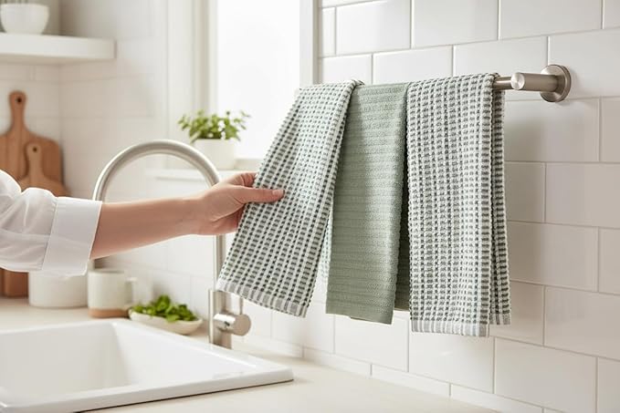 Serafina Home Sage Green Kitchen Dish Towels- Set of 3 100% Cotton Soft