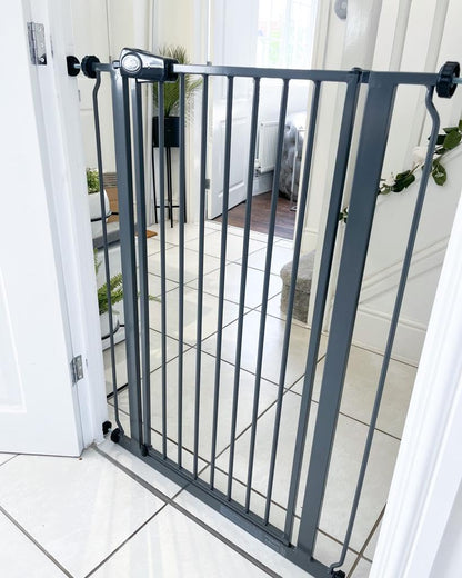 Bettacare Child and Pet Gate, 75cm - 83cm, Slate Grey, Extra Tall Gate 104cm in Height, Pressure Fit Stair Gate, Baby Gate and Suitable for Dog Gate or Pet Barrier, Easy Installation