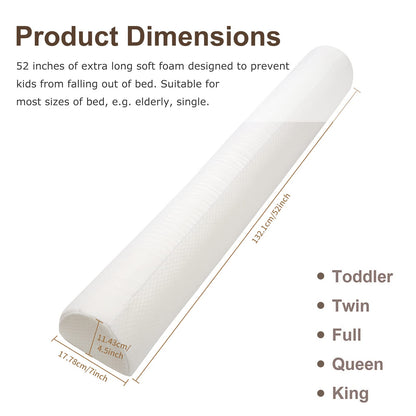 YIHATA Bed Guard for Toddlers, Long Foam Portable Bed Rail, Safety Bed Bumpers for Kids Babies Elderly with Water Resistant, Non Slip & Machine Washable Cover Fit in, Suitable for All Beds 1 Pack