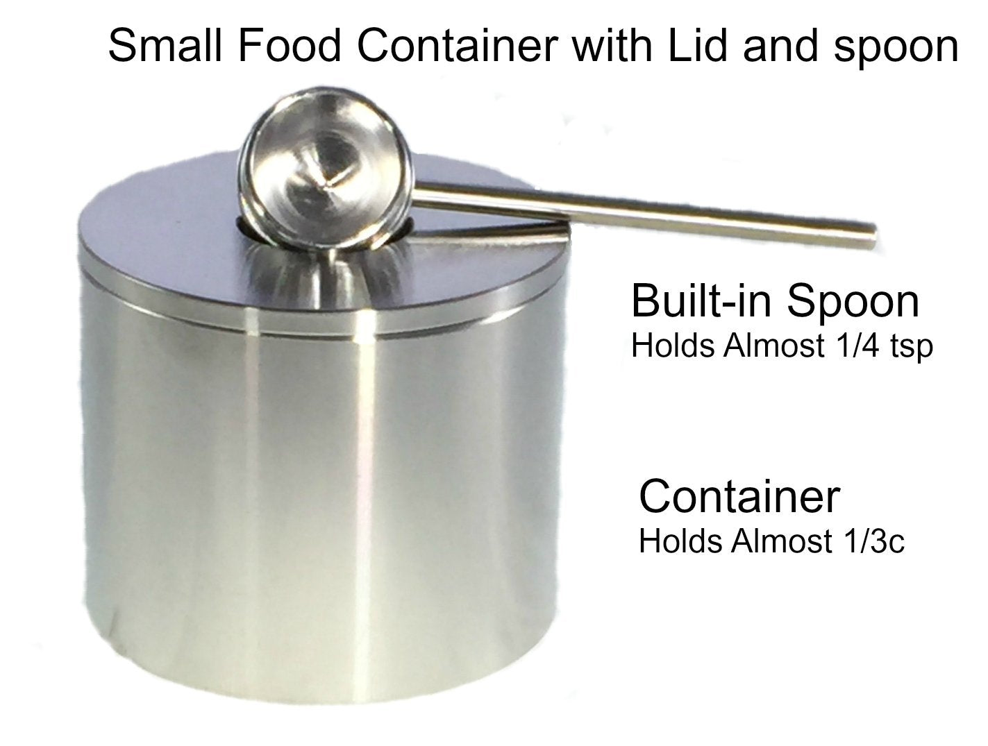 Grind Gourmet Salt Cellar, Spice Jars Stainless Steel, Storage Spice Jars With Spoon Solid Stainless Steel Holder (1.58", Silver)