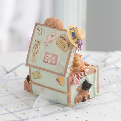 LOVE FOR YOU Gift Wrapped Music Box Cat Lovers Treasure Chest Musical Decoration for Girls and Women Kids Niece Sister Daughter Mom Granddaughter Grandma Christmas Birthday Present Gifts