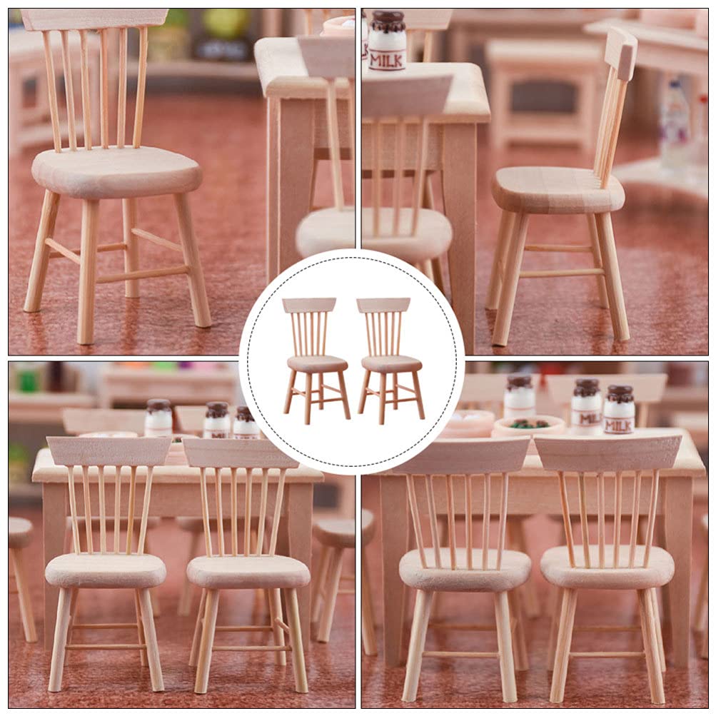 Wooden Dollhouse Chairs Miniature Dollhouse Furniture