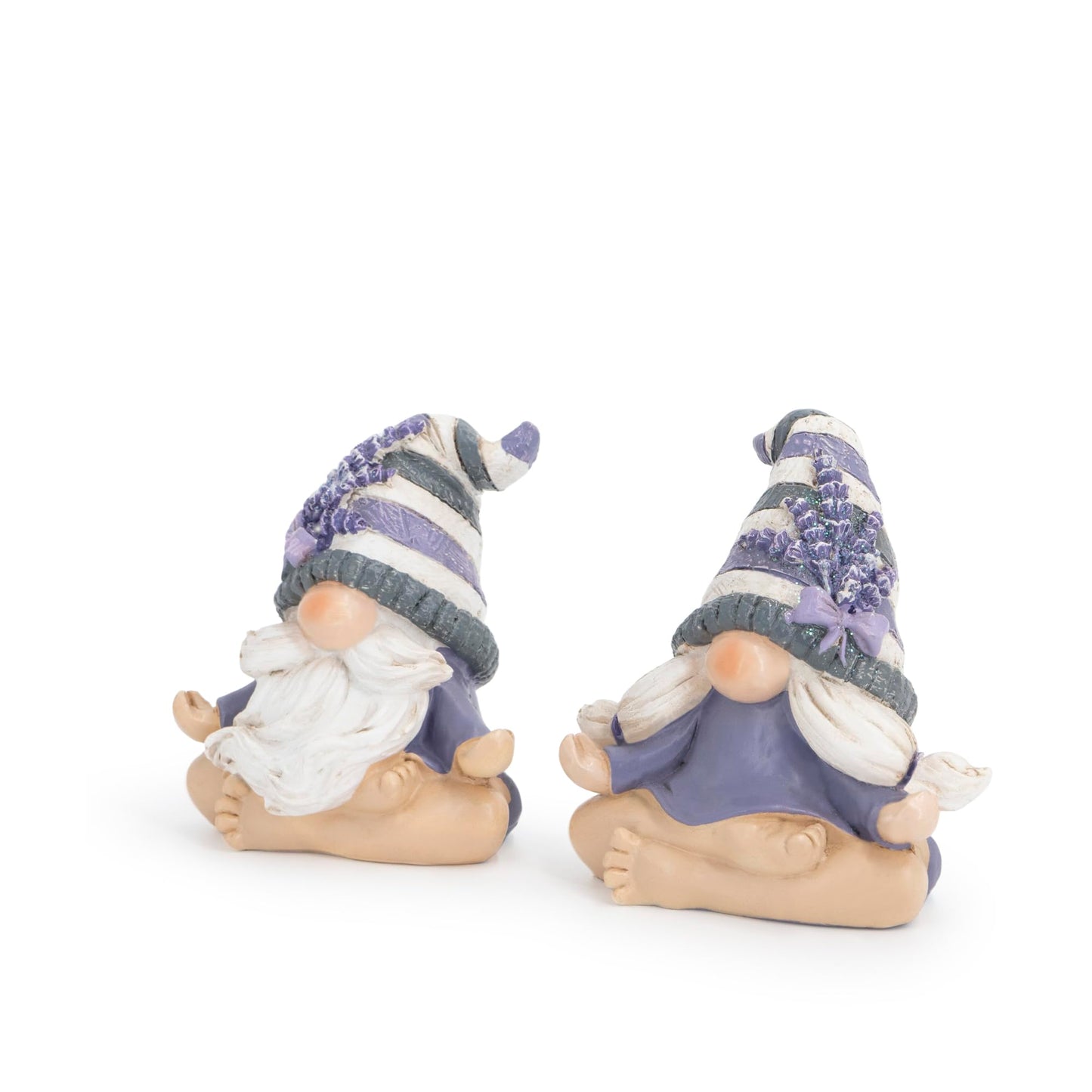 Hodao 2PCS Zen Lavender Meditation Gnomes Figurines Set- Yoga Themed Inspired Home Table & Shelf Decor for Relaxation & Serene Living Spaces Yoga Lavender Decor Retirement Gifts for Women