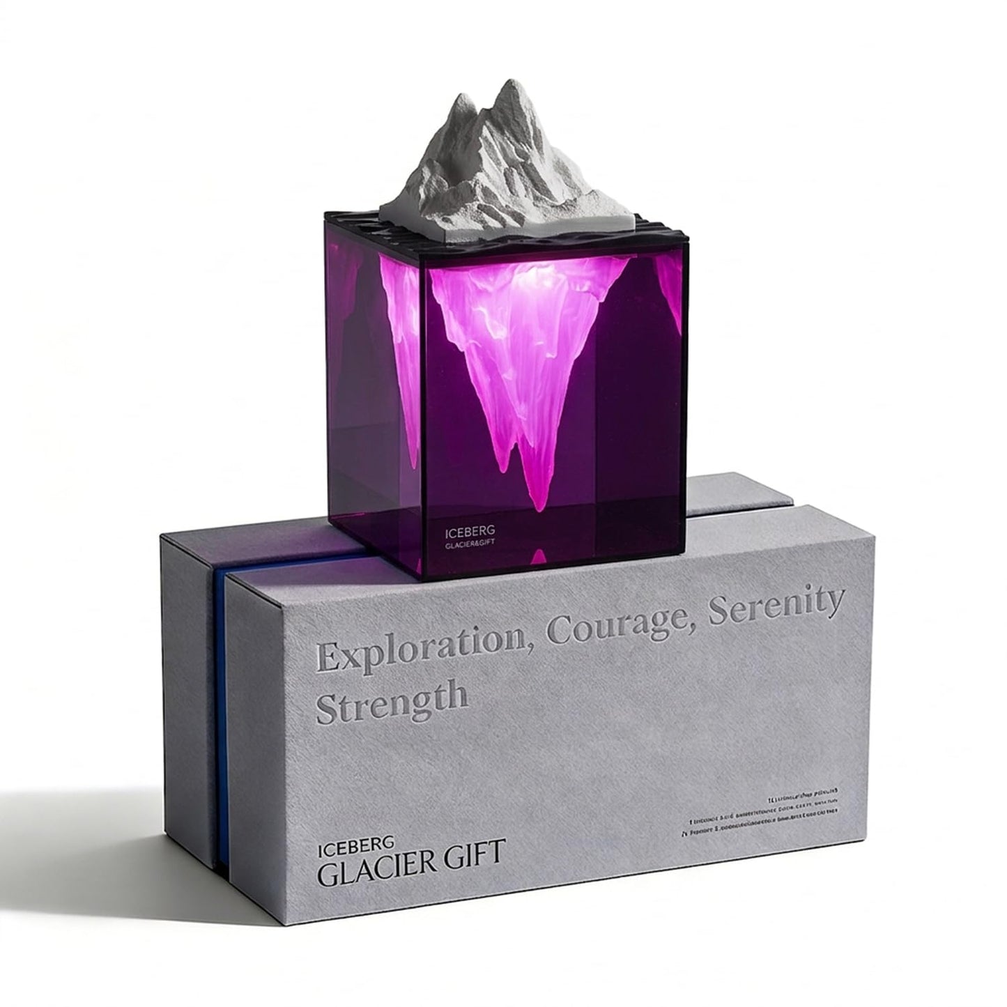 Calming Iceberg Essential Oil Stone Diffuser & Mood Lamp, Silent Flameless Aromatherapy Night Light, Minimalist Zen Decor for Stress Relief, Mindfulness & Meditation Gift (Pro - RGB Pink)
