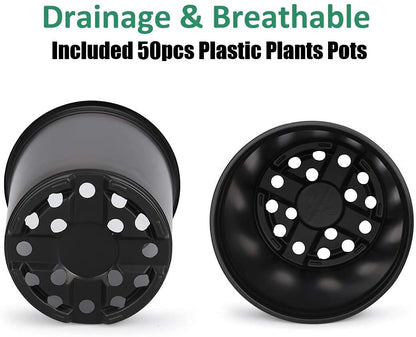 KAHEIGN 50Pcs 15cm Plastic Plant Flower Pots Lightweight Seed Starting Pots Nursery Seedlings Pots Flower Plant Container (15 x 13cm, Black)
