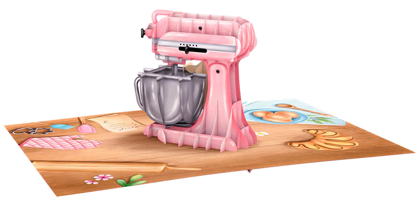 PopLife Baking Standmixer 3D Pop Up Card - Birthday Card for Mom, Mother's Day, Weddings, Valentines - Gift for Bakers, Pastry Chefs, Kitchen Lovers, Grandmother, Wife, Friend