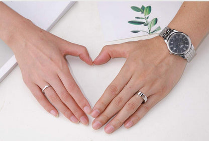 LAVUMO Matching Heart Promise Rings for Couples I Love You Engagement Wedding Ring Band Sets for Him and Her Stainless Steel High Polished Comfort Fit (Men Size 10 & Women Size 7)