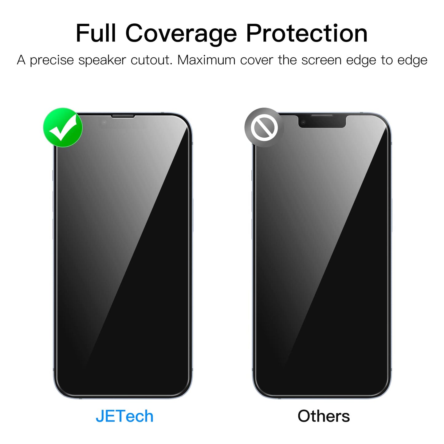 JETech Full Coverage Screen Protector for iPhone 16e 2025, iPhone 13/13 Pro 6.1-Inch, Tempered Glass Film with Easy Installation Tool, Case-Friendly, HD Clear, 3-Pack