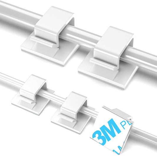 100 PCS Adhesive Cable Clips White (Small & Large), Upgraded Wall Wire Holder for Cord Organizer Cable Management, Outdoor Light Clips Hooks for LED, Car Dash Cam, HDMI, Extension Cord