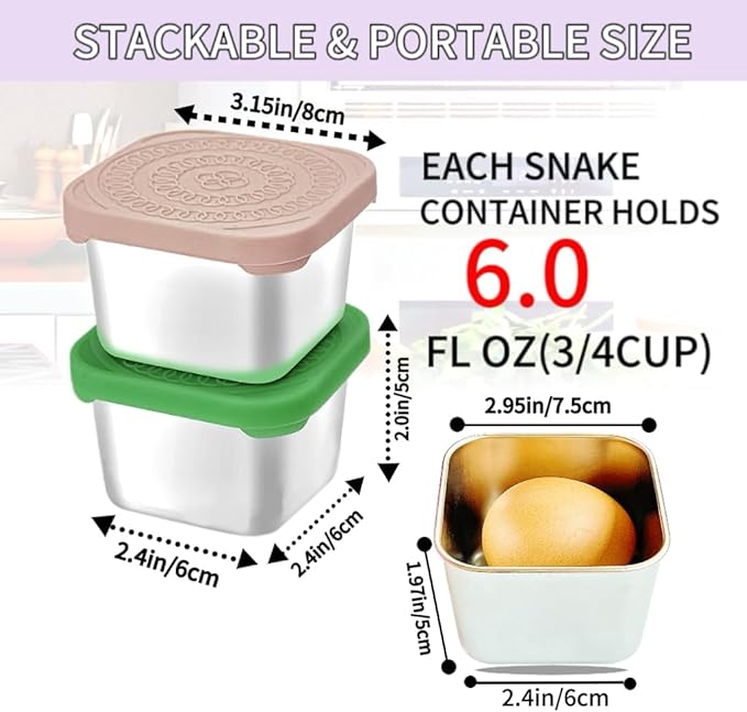 6Pack Stainless Steel Snack Containers
