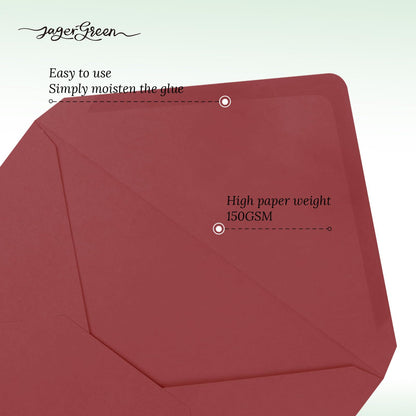 JAGERGREEN 50 Pack 5x7 Envelopes Letter Size, Red A7 Envelopes Self Seal for Wedding Invitation, Envelope 5.4x7.6 for Greeting Cards, Photos, Baby Shower, Graduation, Thank You Cards, Announcements