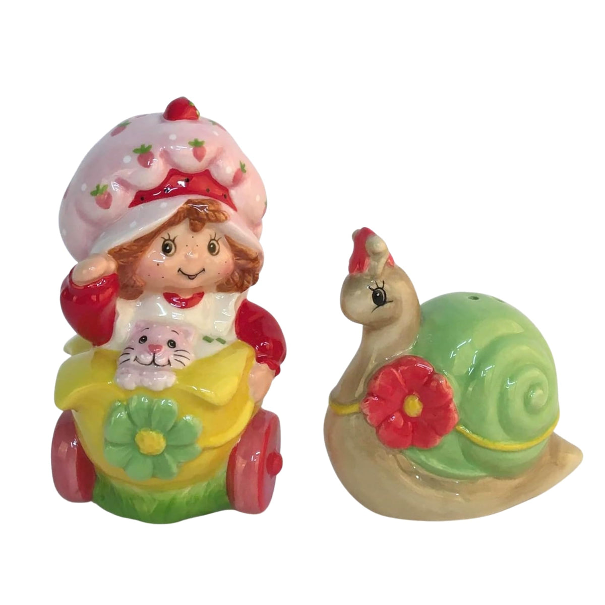 Strawberry Shortcake Snail Sip N'Steep Salt and Pepper Set, 5.5"L x 3"W x 4"H created by Blue Sky Clayworks