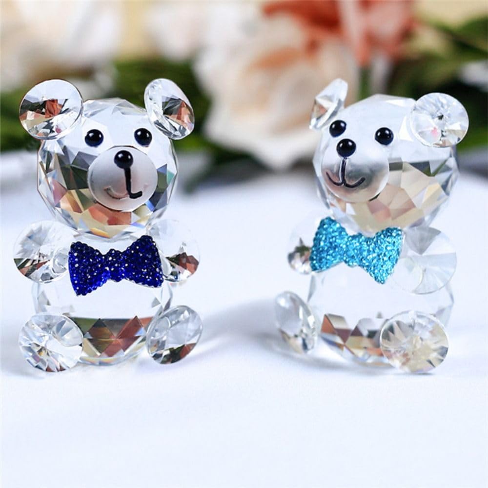 Gifthub Crystal Bear Statue, Red Love Transparent Glass Decoration