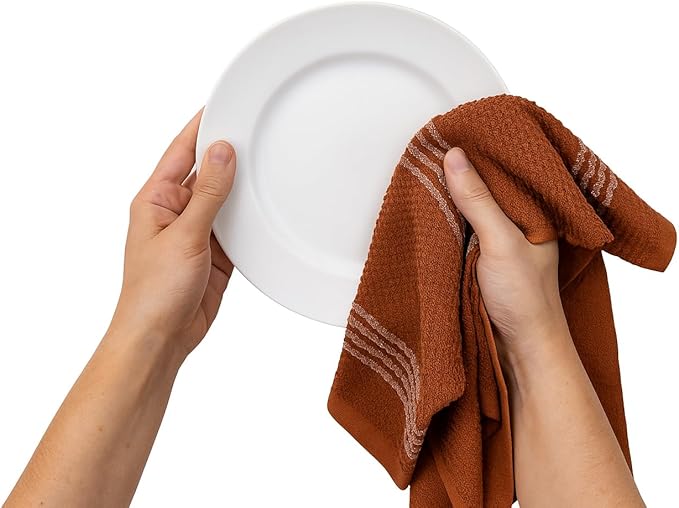 Serafina Home Terracotta Orange Rust Kitchen Hand Dish Towels: Oversized 18" x